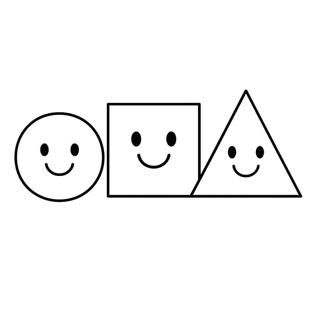 Smiling Basic Shapes Coloring Page