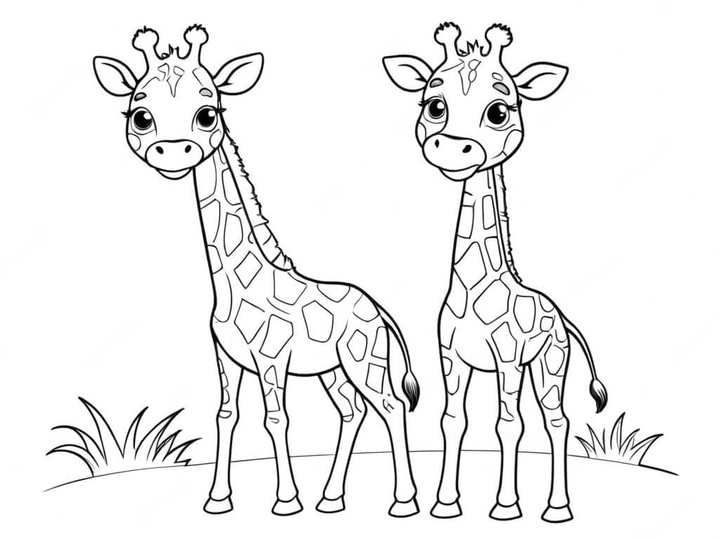 Baby giraffes coloring page