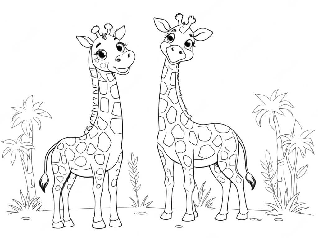 Giraffe in the vegetation coloring page