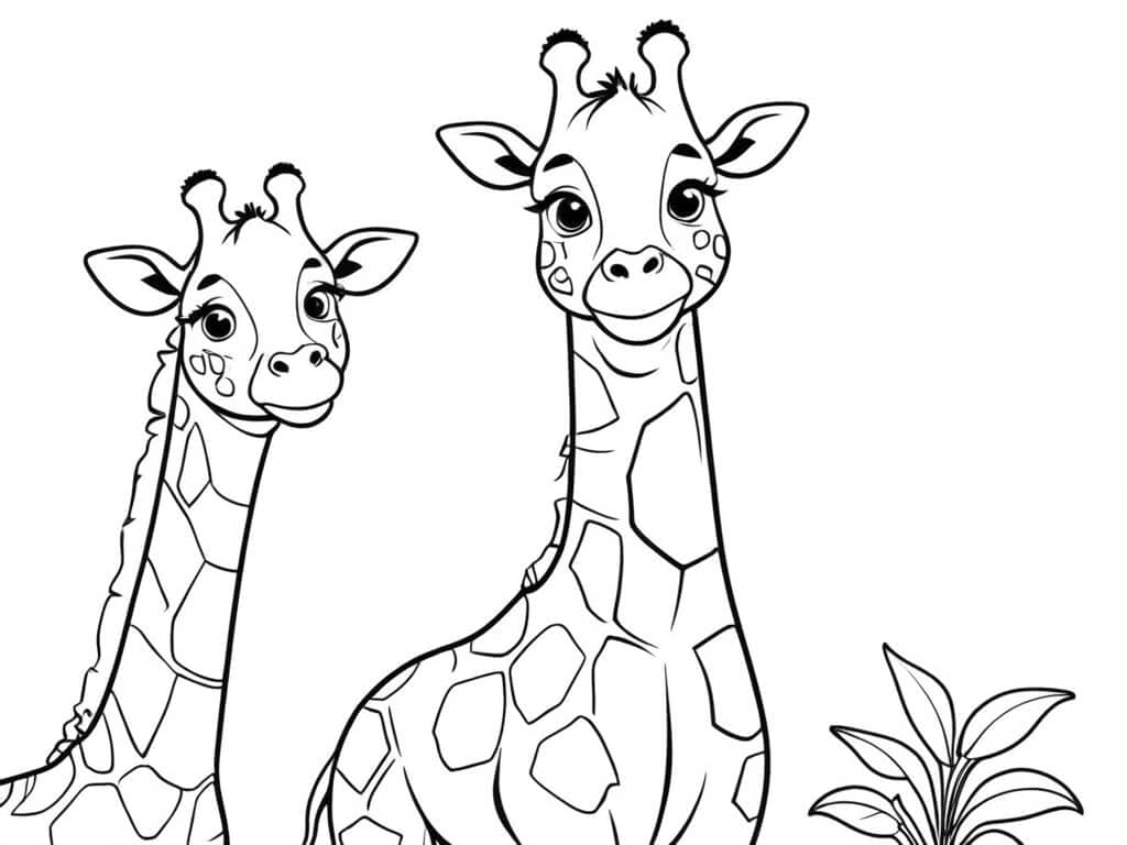 Two giraffes coloring page