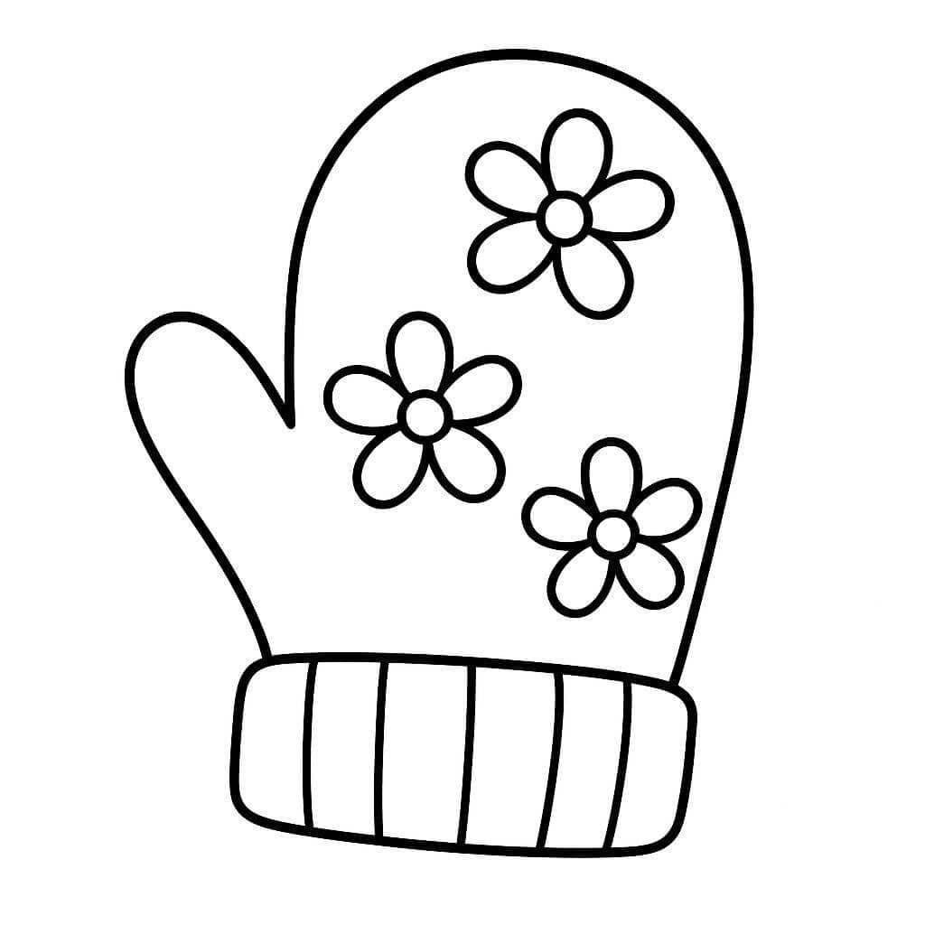 Gloves with Flowers Coloring Page