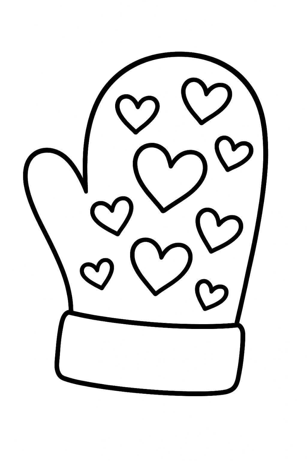 Gloves with Hearts Coloring Page
