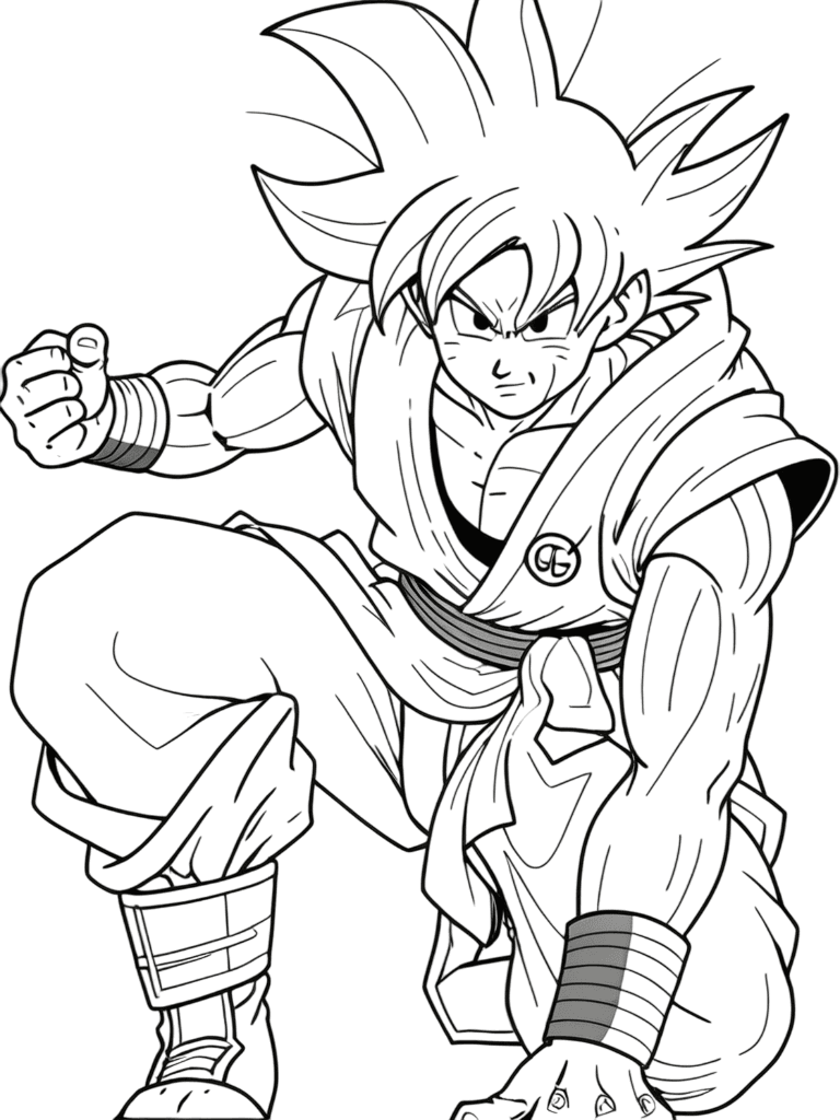Focused Goku Coloring Page