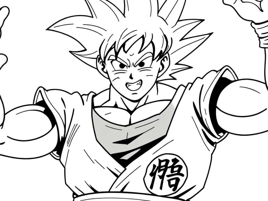 Goku Fighting Pose Coloring Page