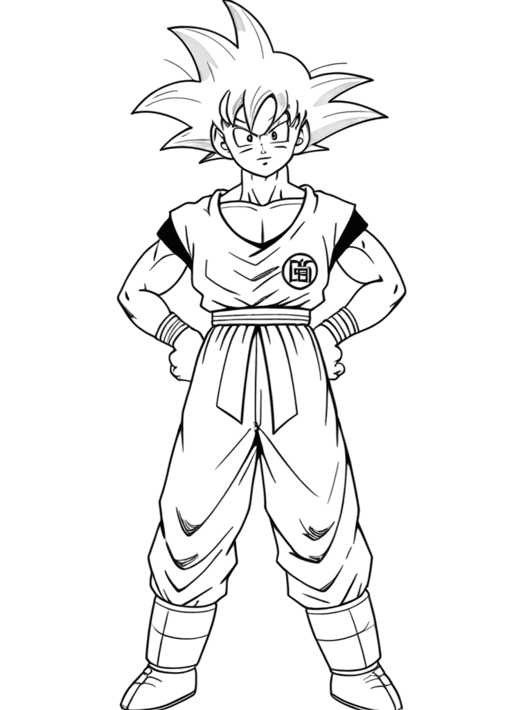 Goku on the Flying Cloud Coloring Page