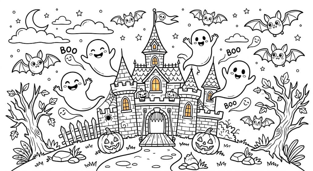 Halloween Castle Coloring Page