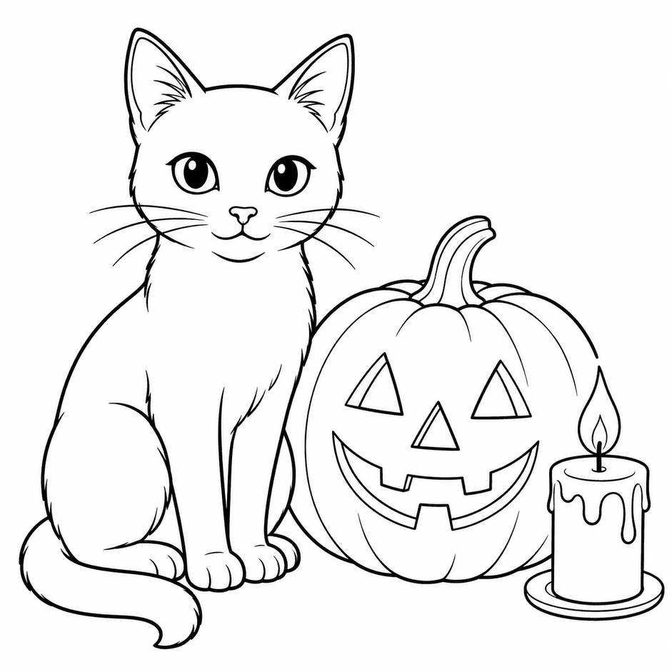 Halloween Cat Coloring Page