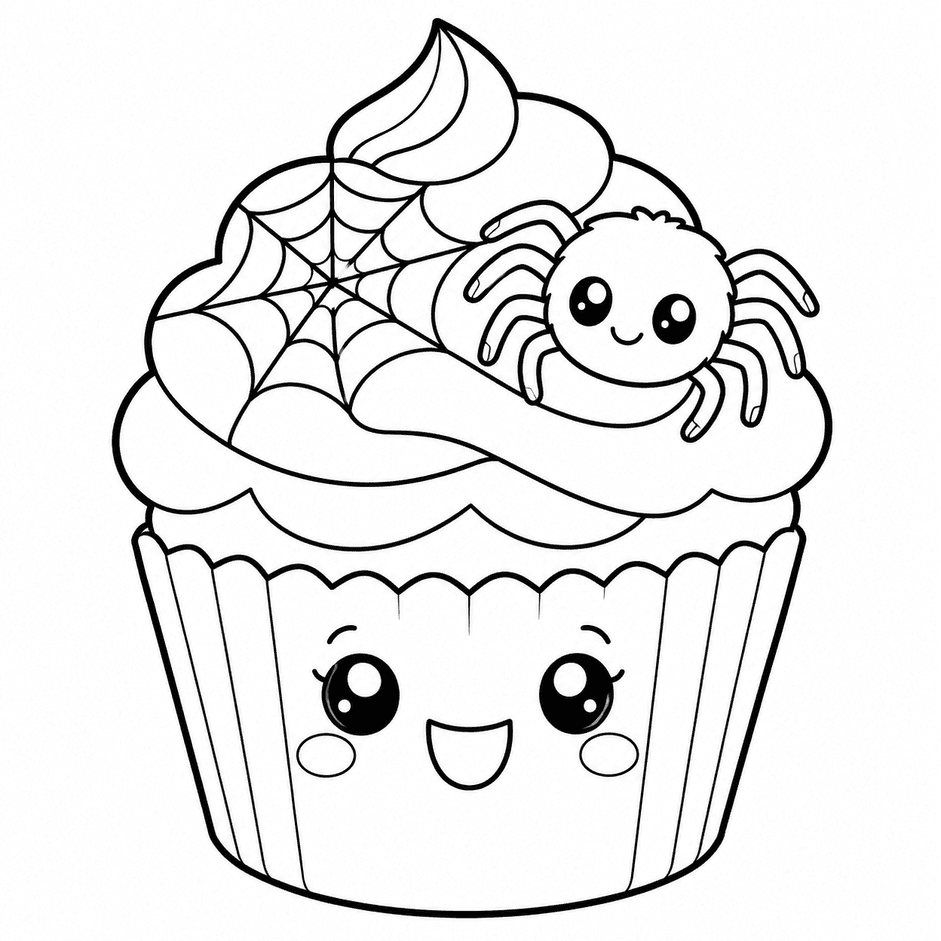 Halloween Cupcake Coloring Page