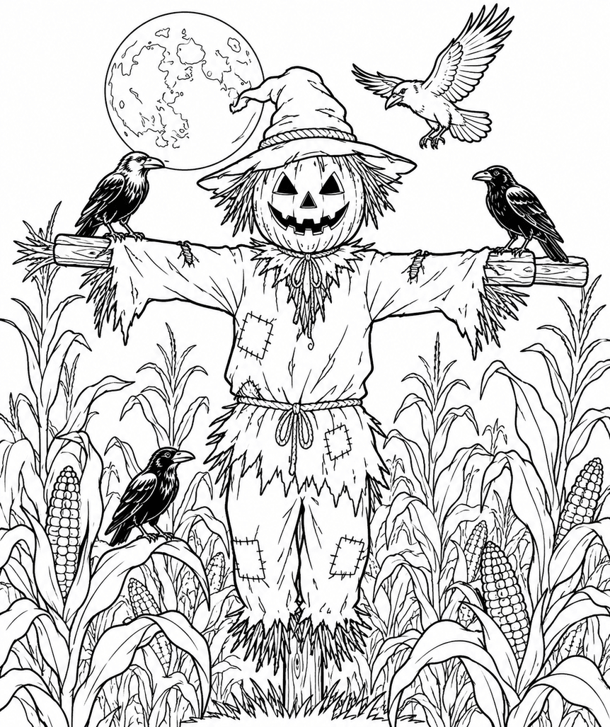 Halloween Scarecrow Coloring Page
