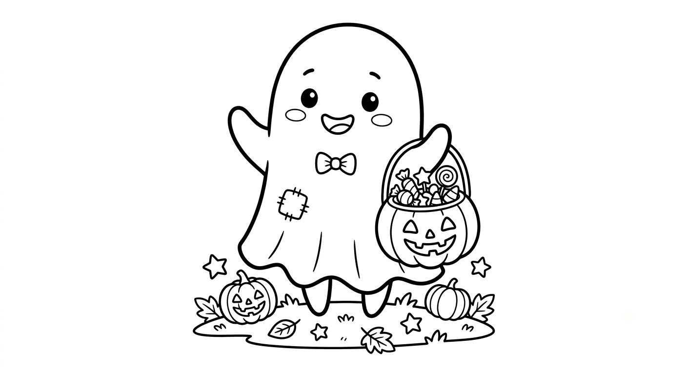 Little Halloween Ghost Coloring Page