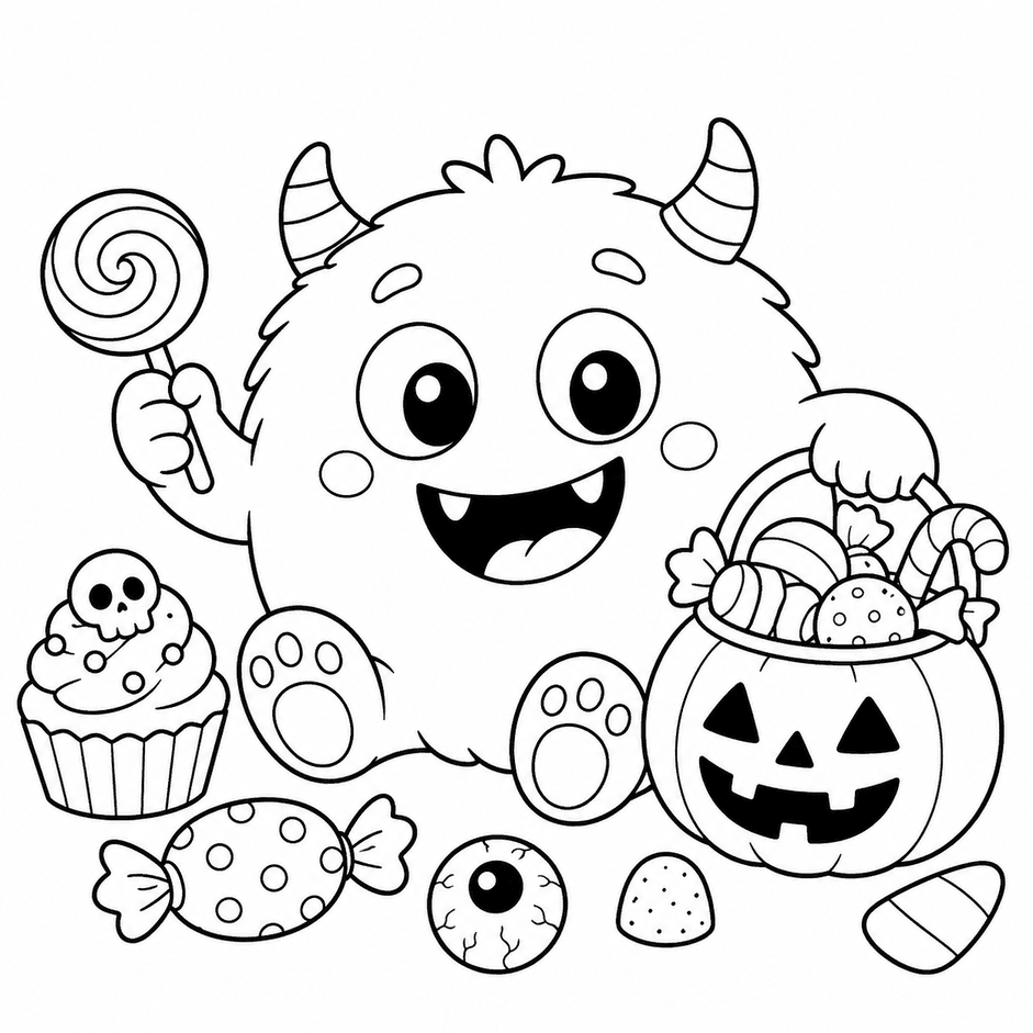 Little Halloween Monster Coloring Page