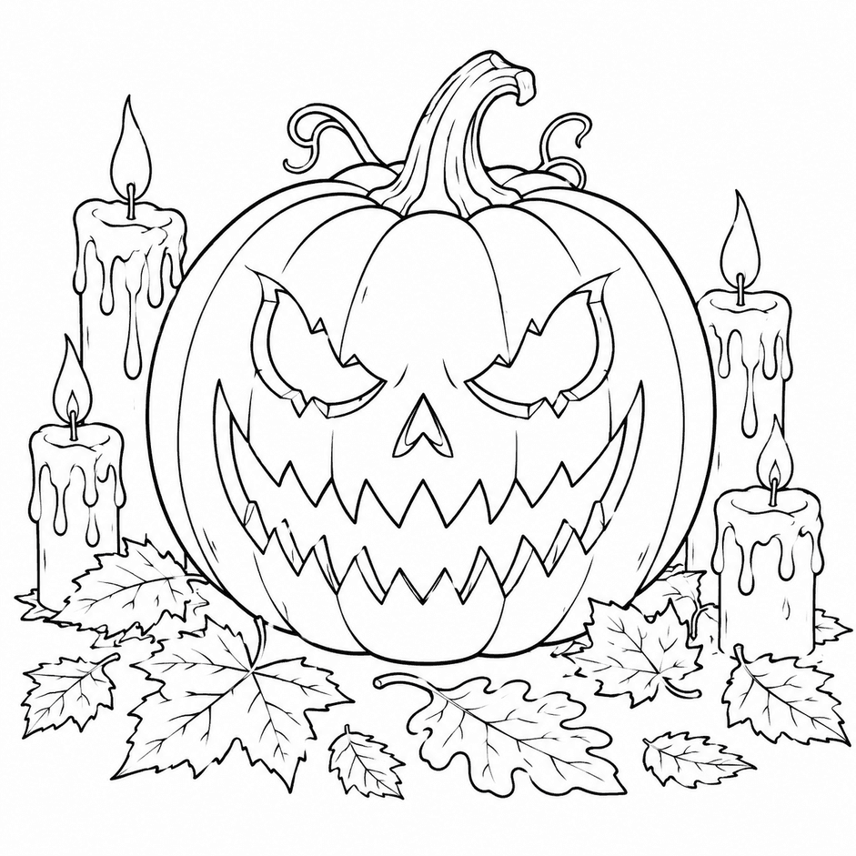 Scary Halloween Pumpkin Coloring Page