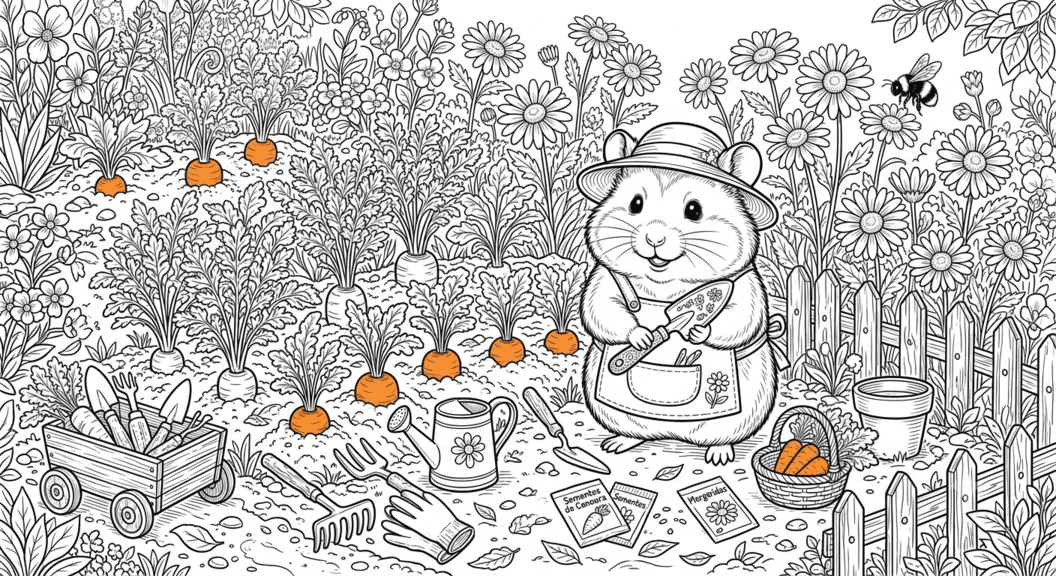 Detailed Hamster Scene Coloring Pages