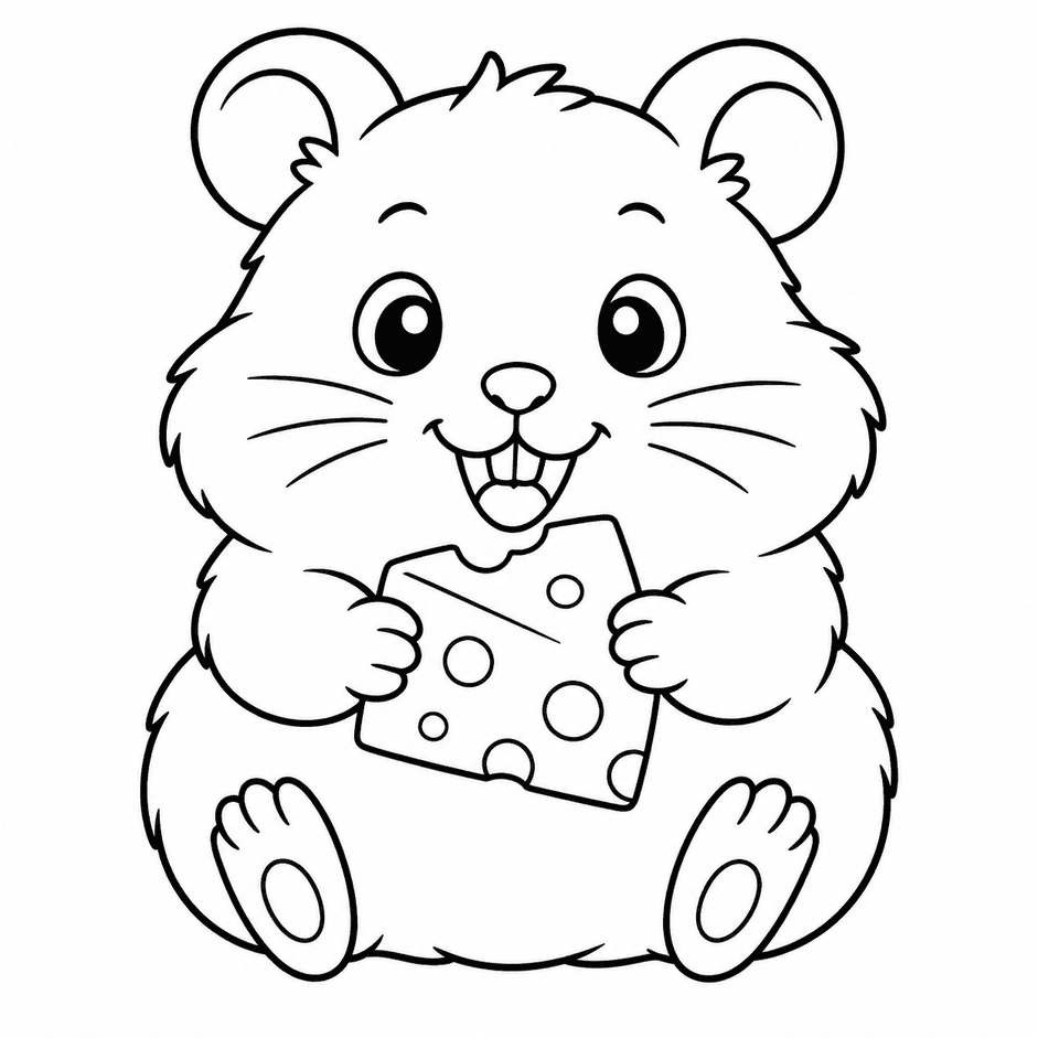 Hamster Eating Cheese Coloring Pages
