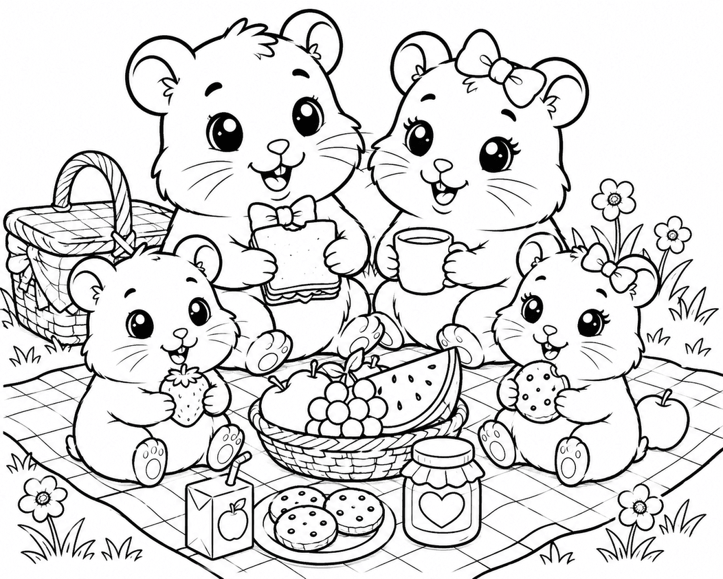 Hamster Family Coloring Pages