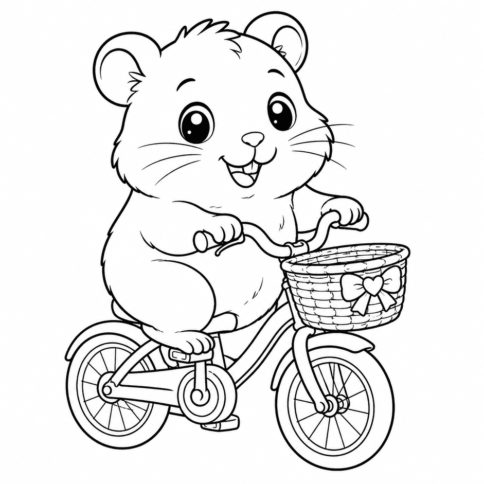 Hamster Riding Bicycle Coloring Pages