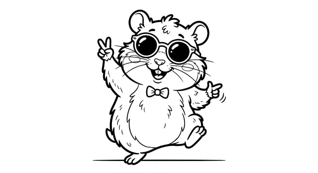 Hamster with Sunglasses Coloring Pages