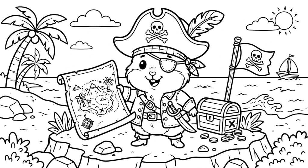 Pirate Hamster Coloring Pages