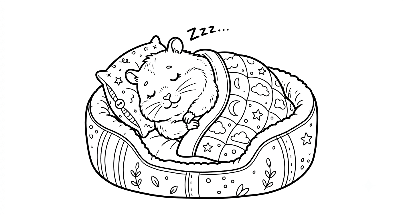 Sleeping Hamster Coloring Pages