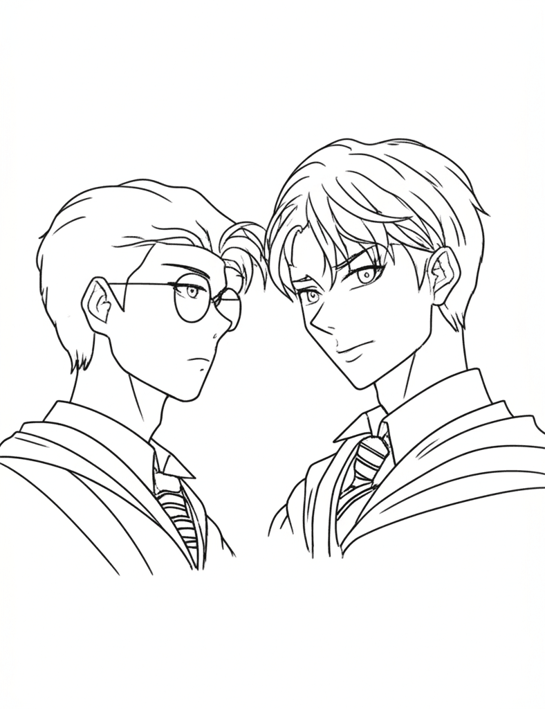 Harry Potter and Draco Coloring Page