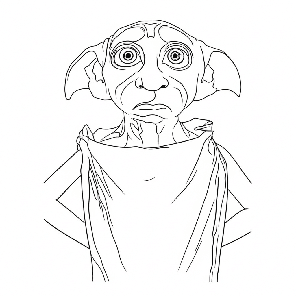 Dobby Frightened Coloring Page