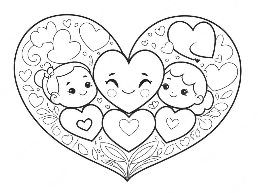 Girl with Heart Coloring Page