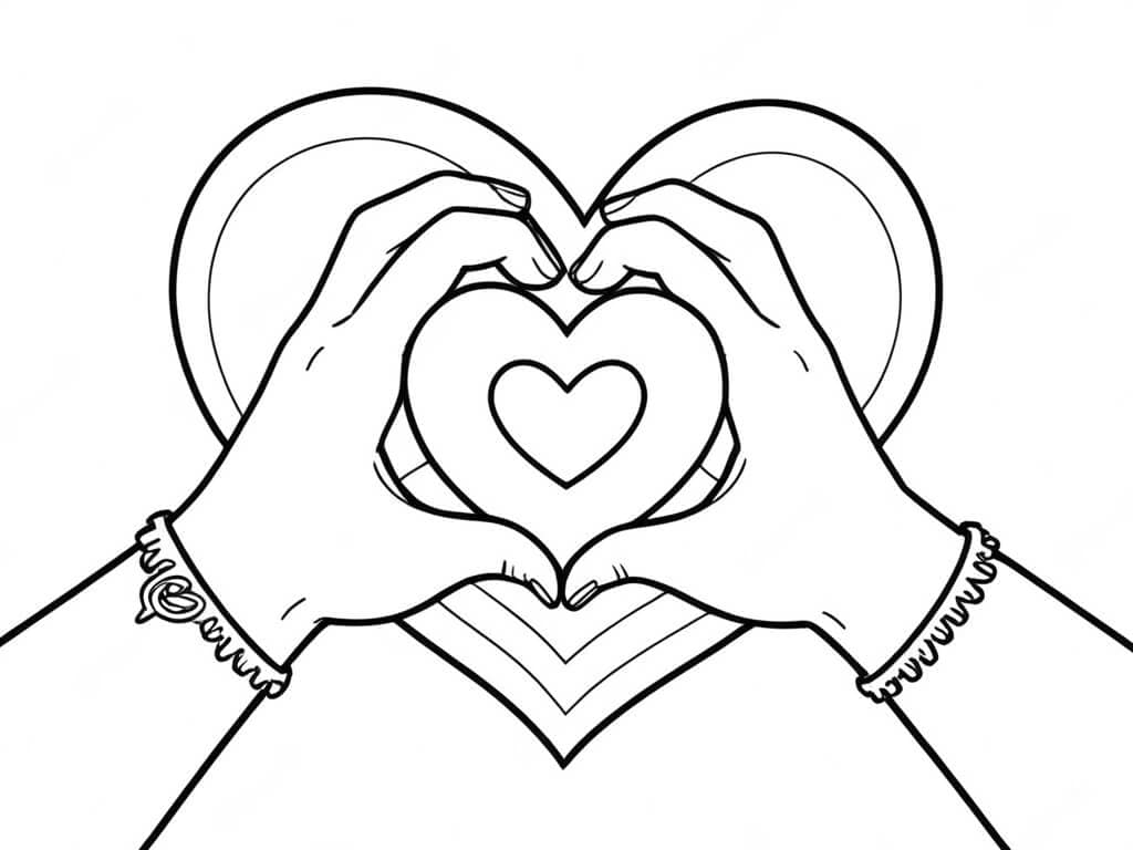 Hands Hugging Heart Coloring Page