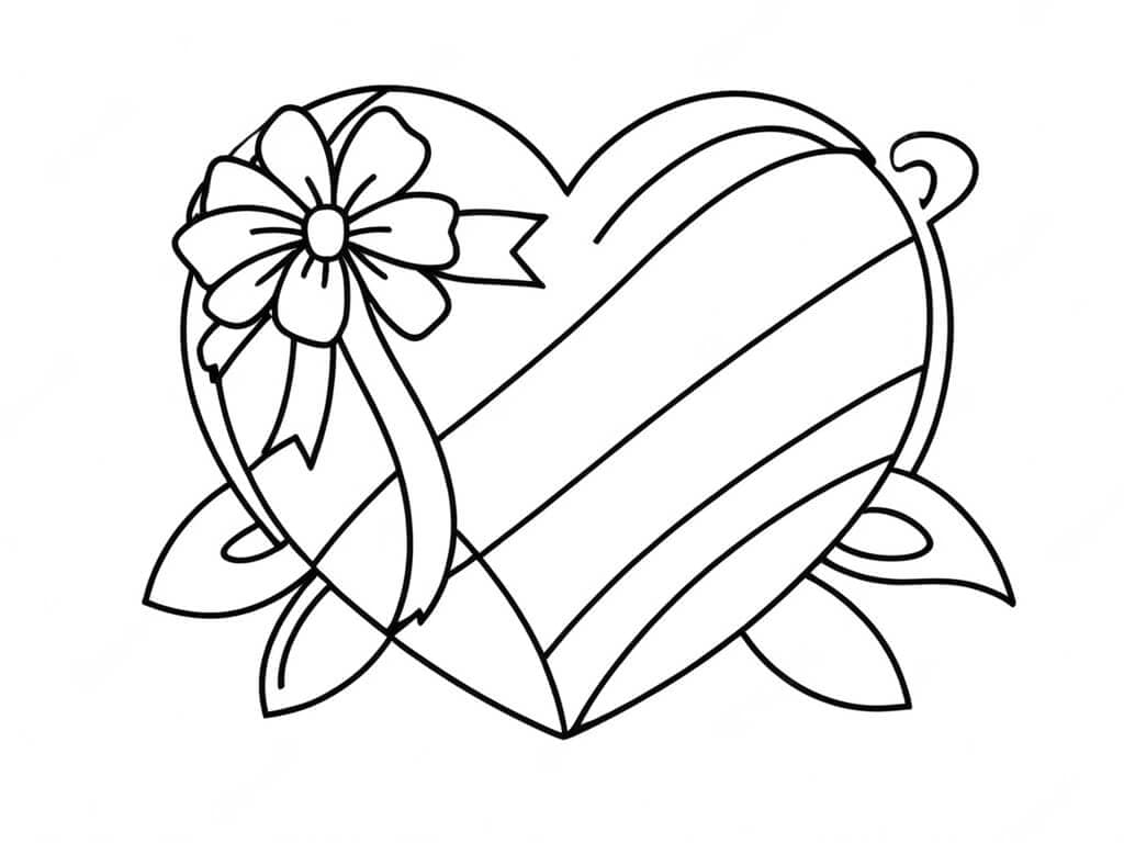 Heart with Ribbon Coloring Page