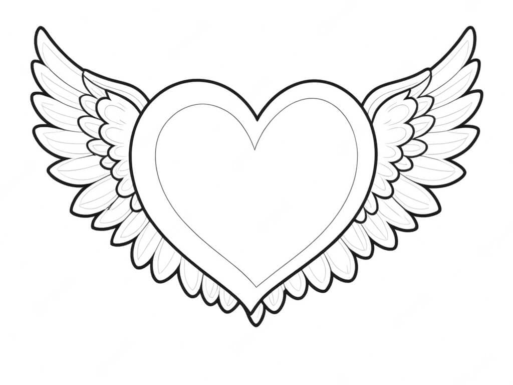 Heart with Wings Coloring Page