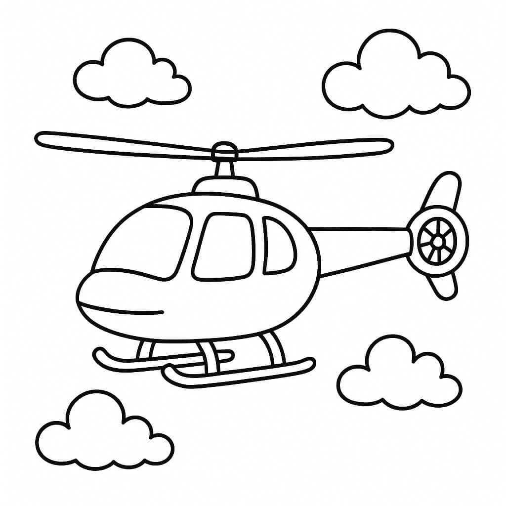 Helicopter in the Sky Coloring Page