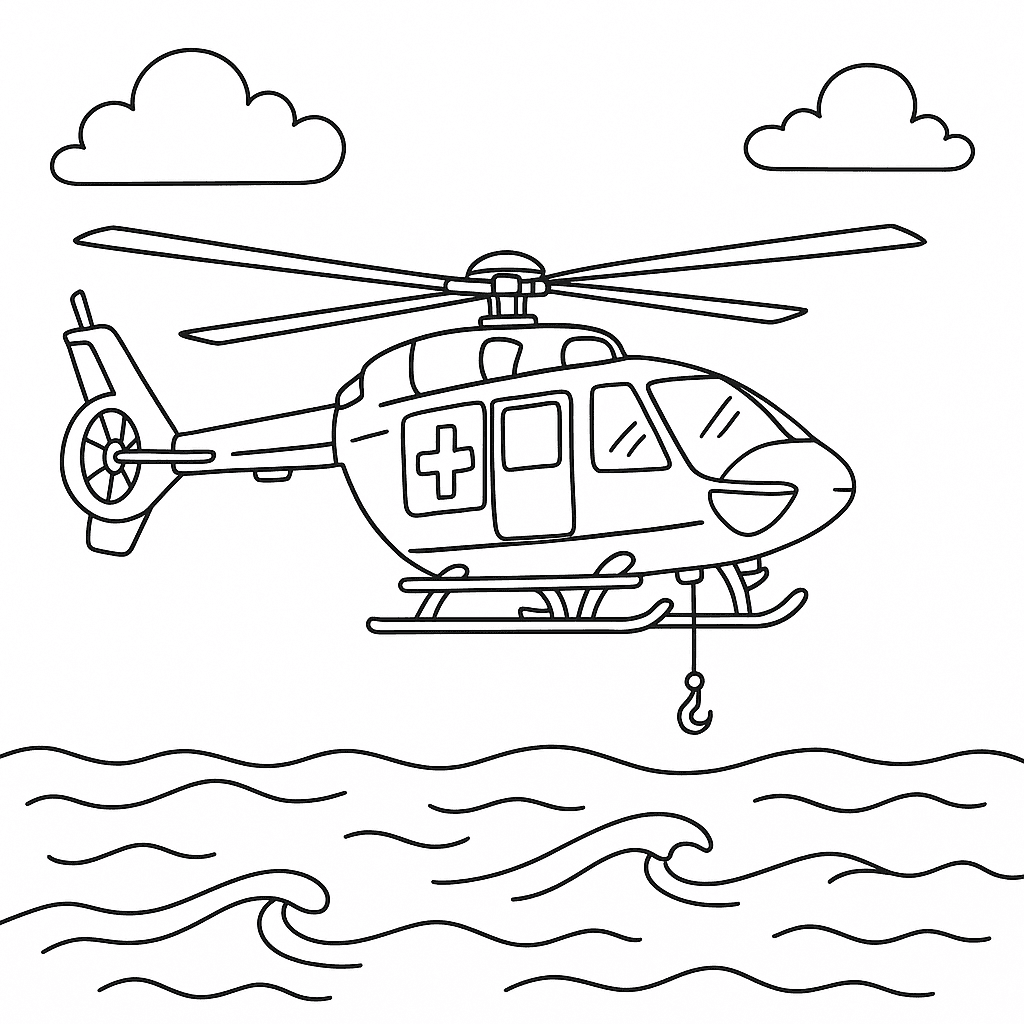Rescue Helicopter Coloring Page