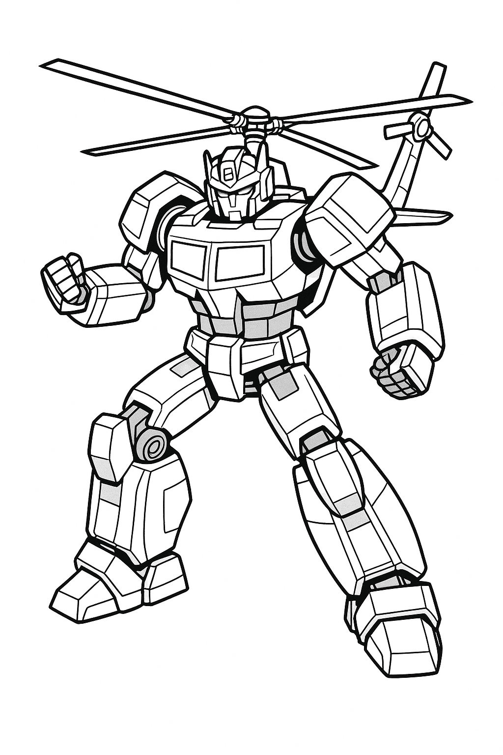 Robot Helicopter Coloring Page