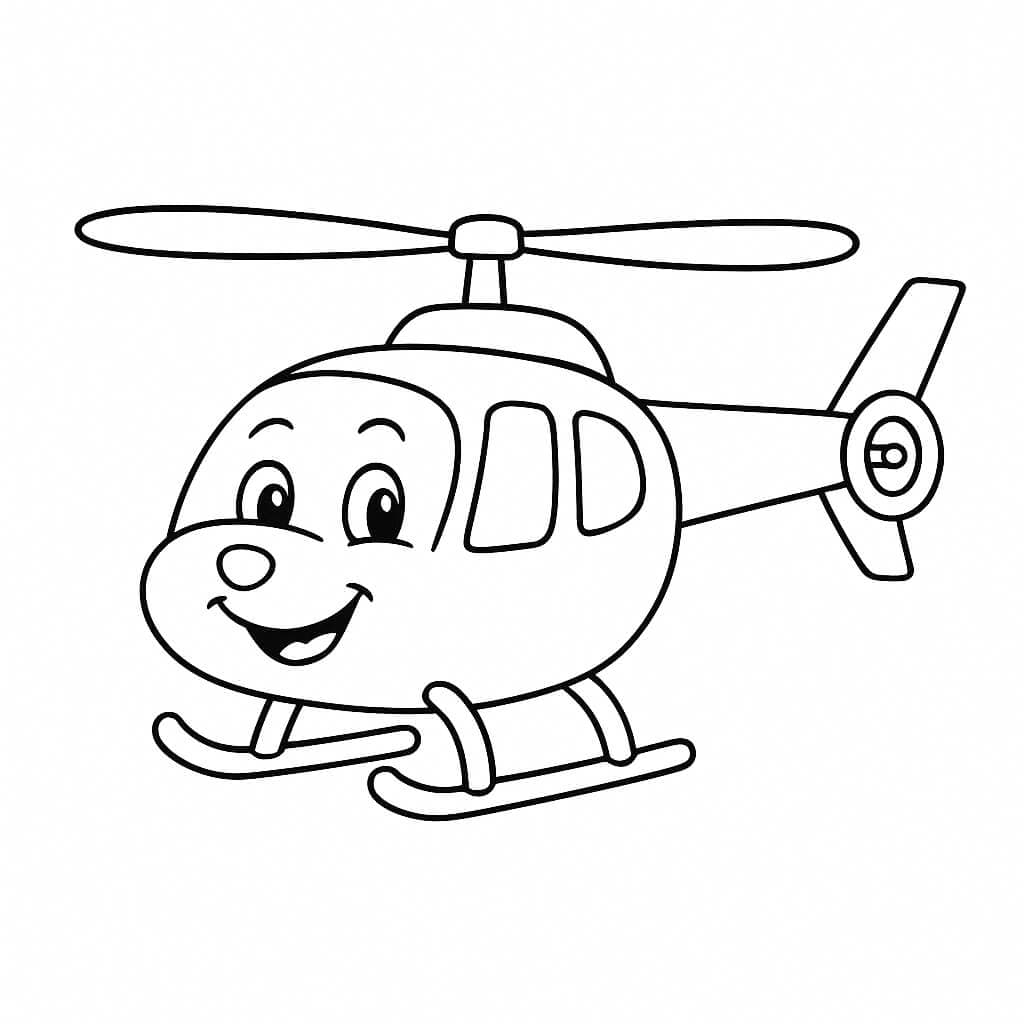 Smiling Helicopter Coloring Page