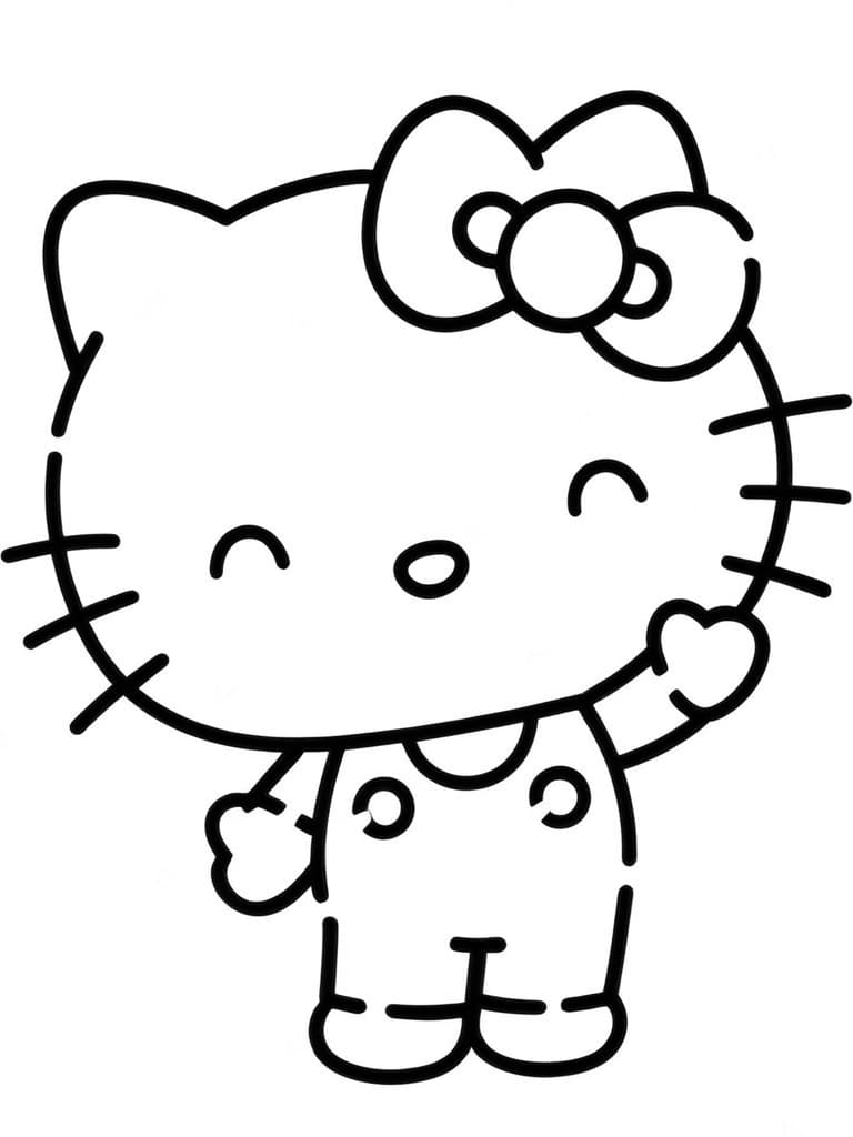 Happy Hello Kitty Coloring Page