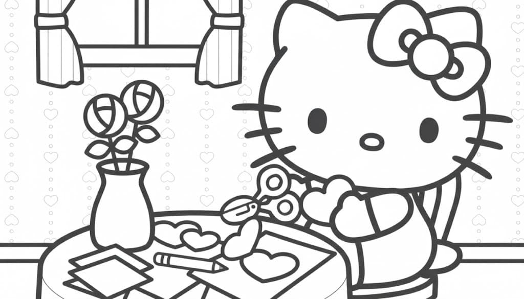 Hello Kitty Crafting Coloring Page