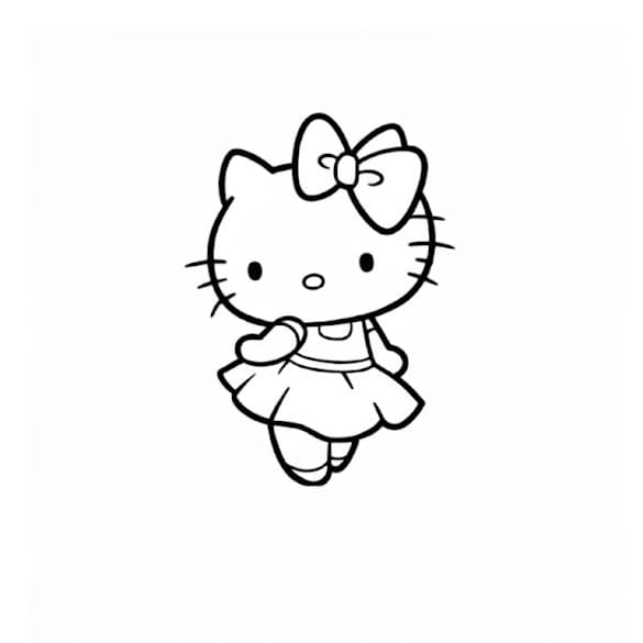 Hello Kitty in a Dress Coloring Page