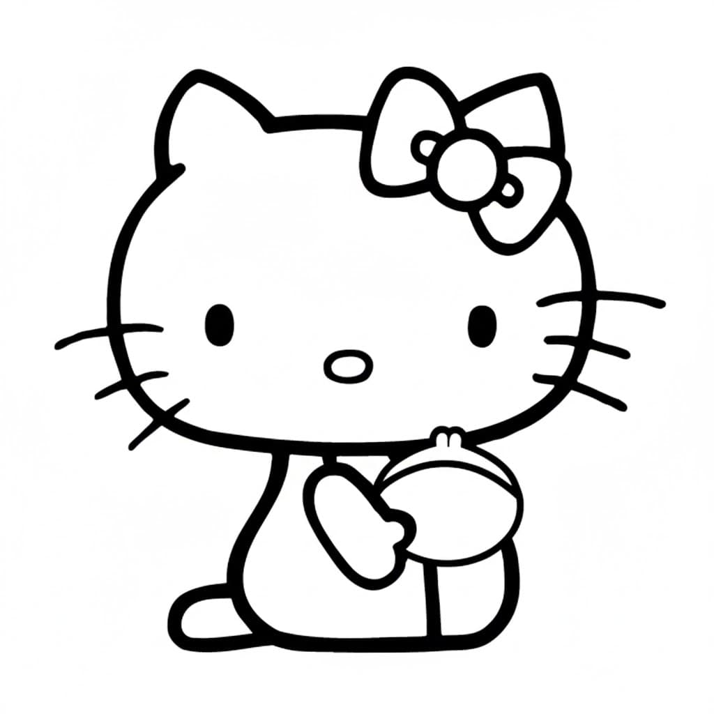 Hello Kitty Sitting Coloring Page
