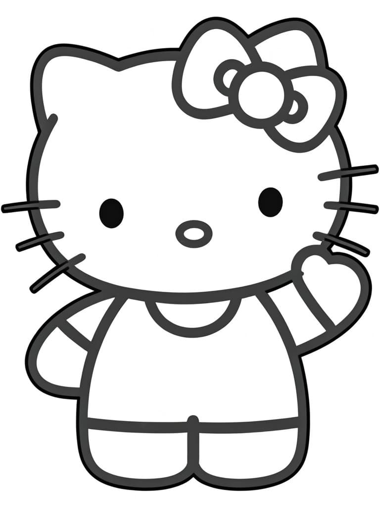 Hello Kitty Waving Coloring Page