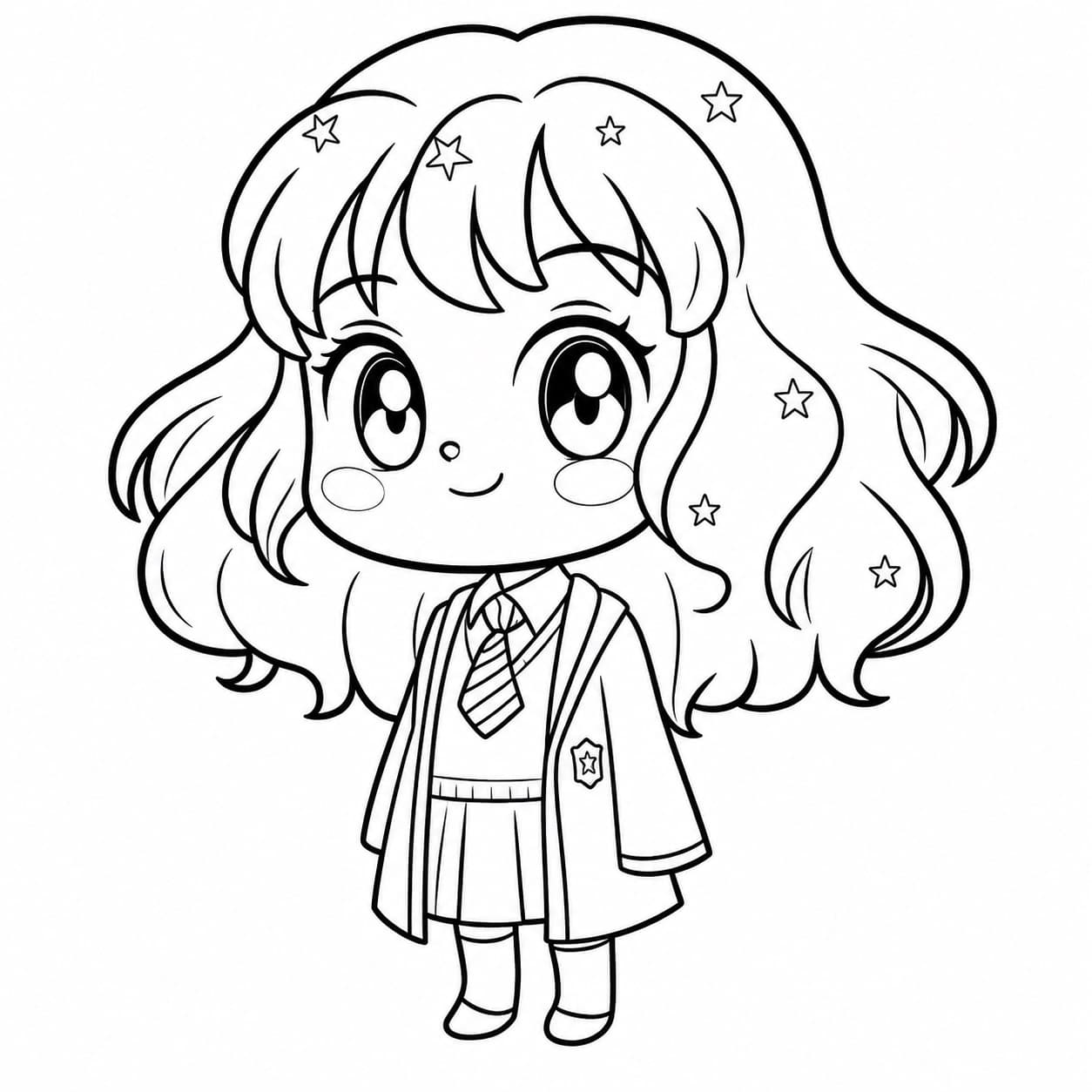Kawaii Hermione Coloring Page