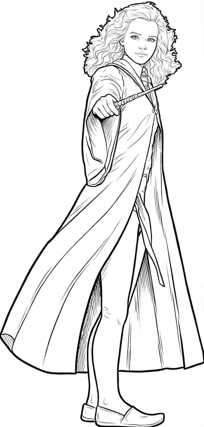 Magical Hermione Coloring Page