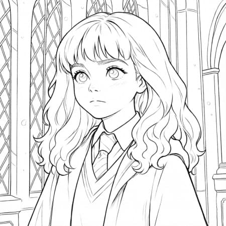 Young Hermione Coloring Page