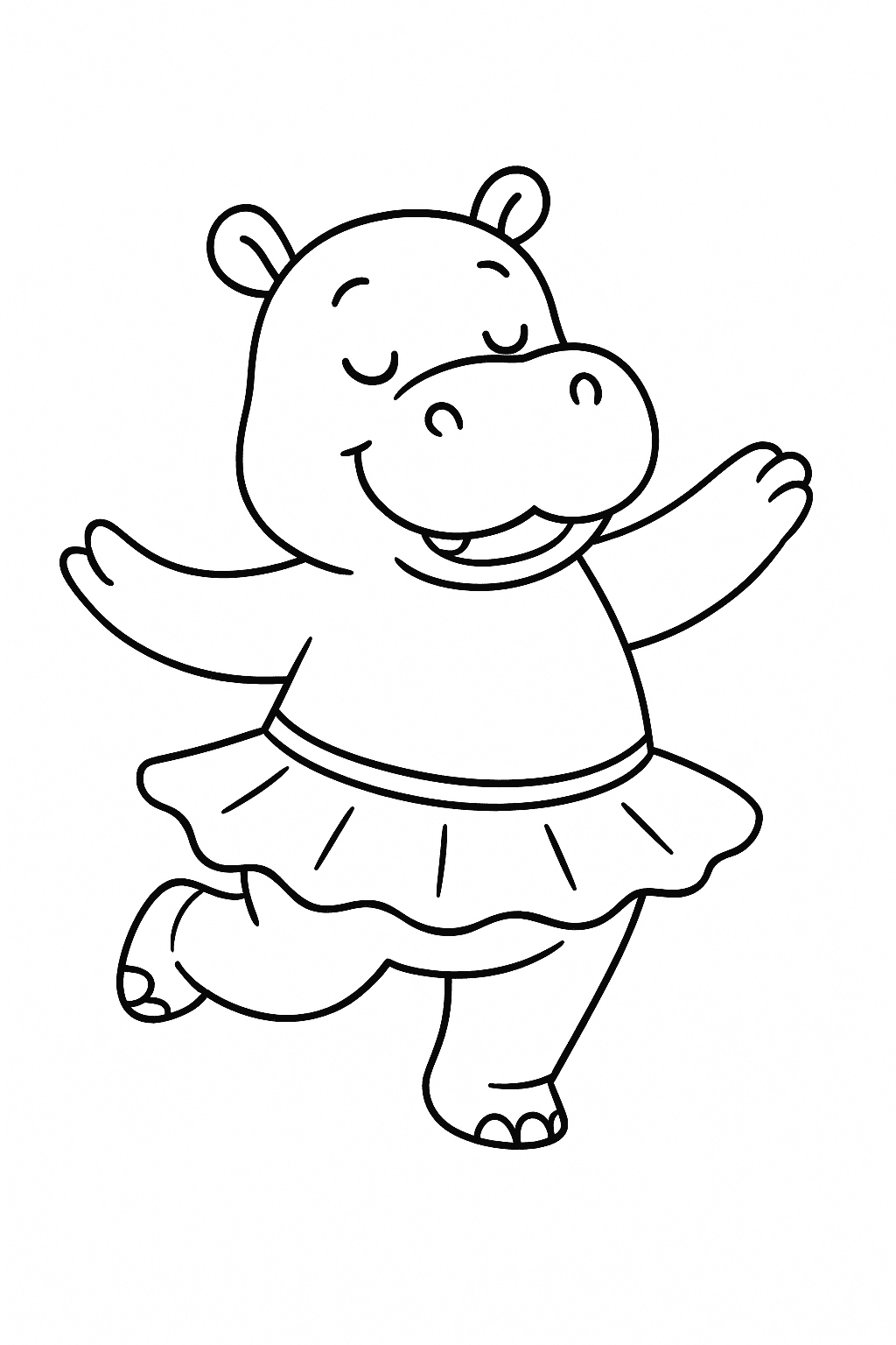 Dancing Hippo Coloring Page