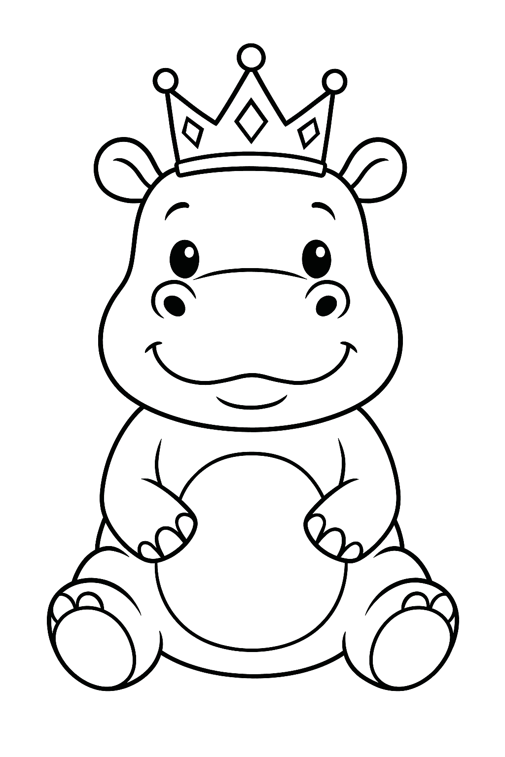 King Hippo Coloring Page