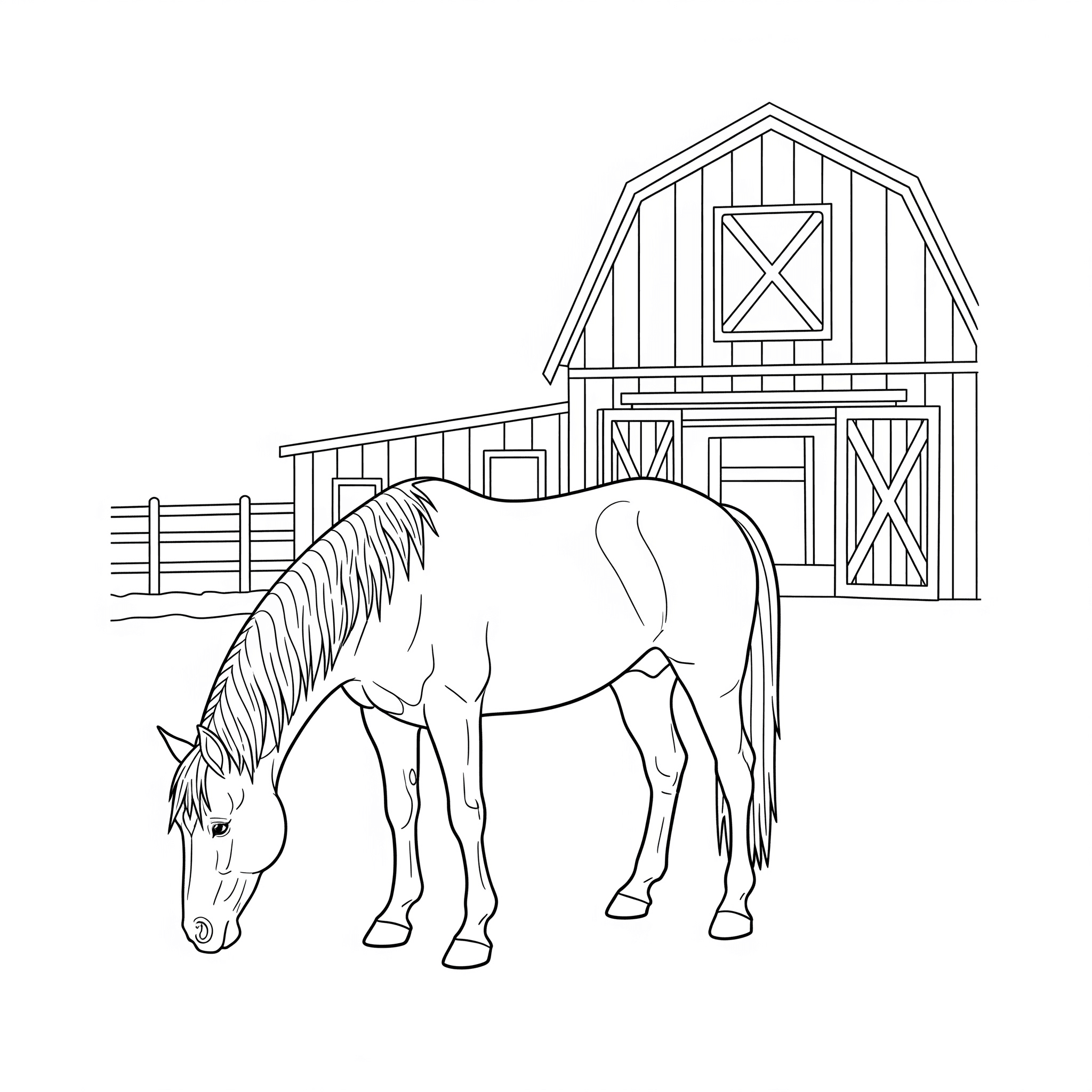 Horse in the stable coloring page