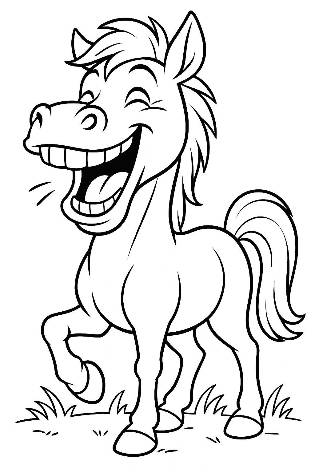 Laughing horse coloring page
