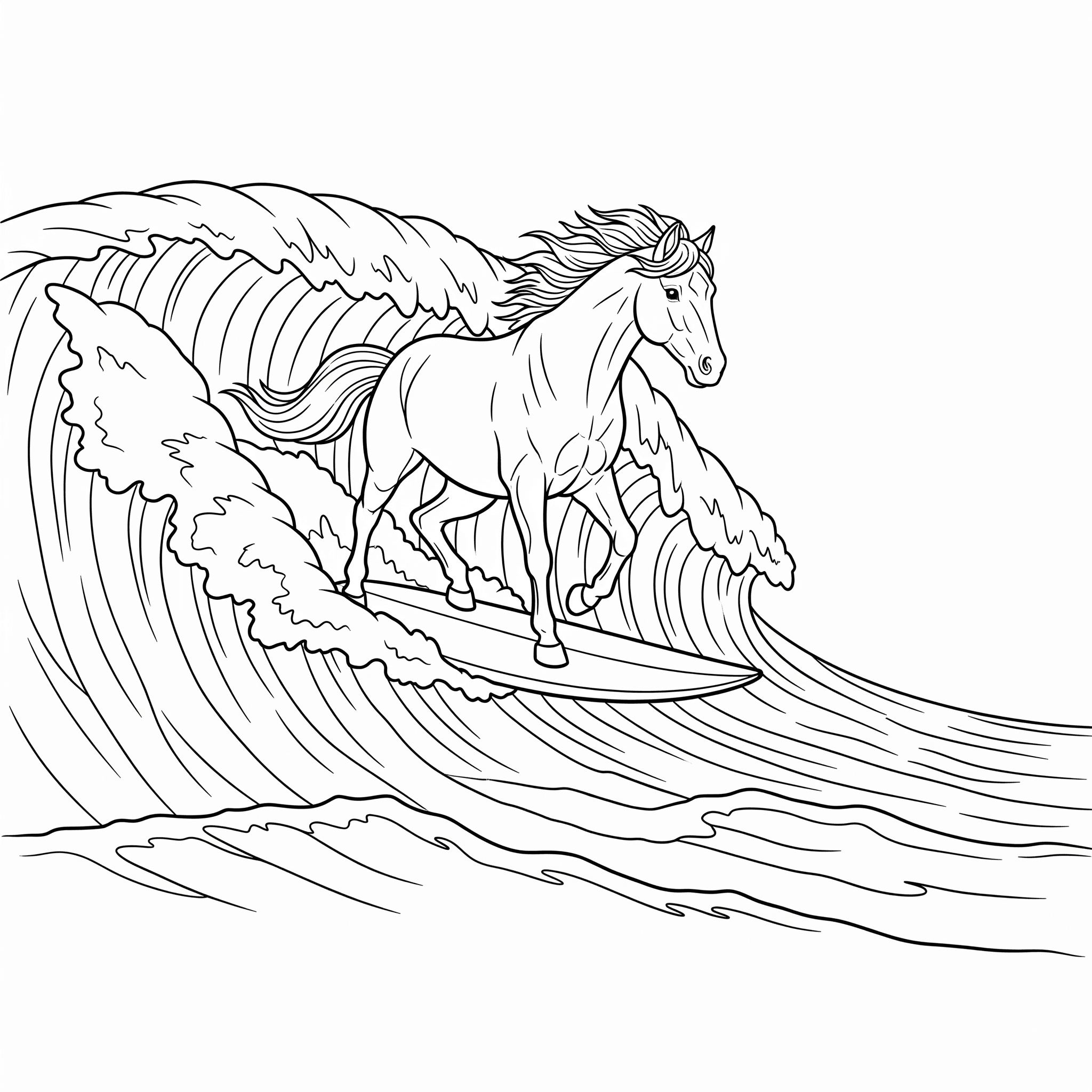 Surfer horse coloring page