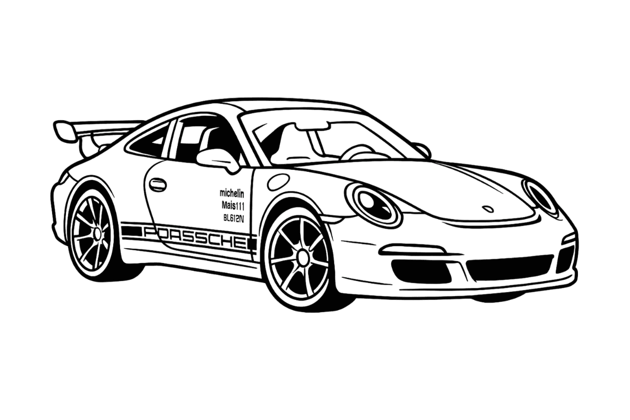 Hot Wheels Porsche Neon Coloring Page