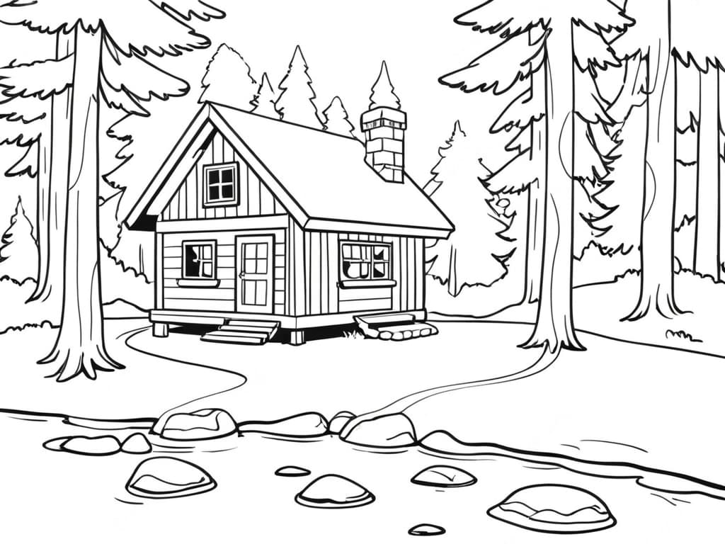 House in the Forest Coloring Page