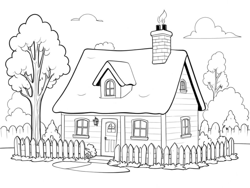 House in the Snow Coloring Page