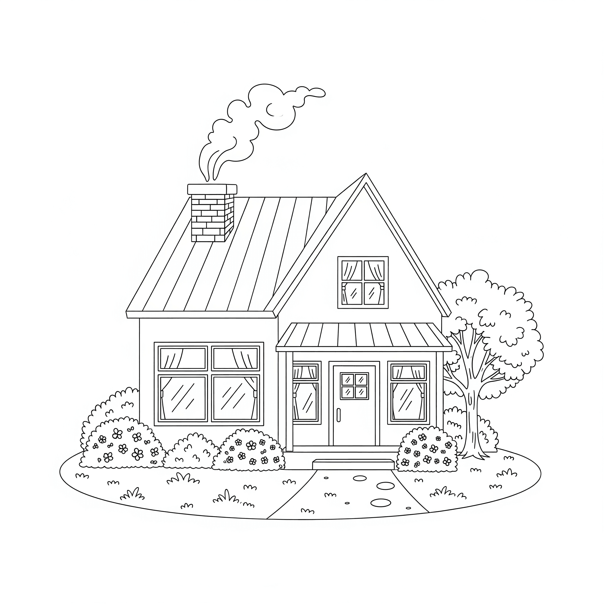 House with a Chimney Coloring Page
